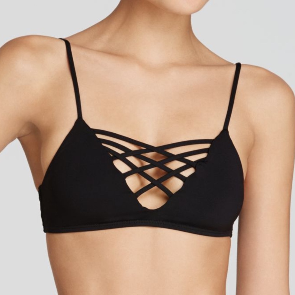 L*Space Jaime Crisscross Bralette Bikini Top Black - image 1